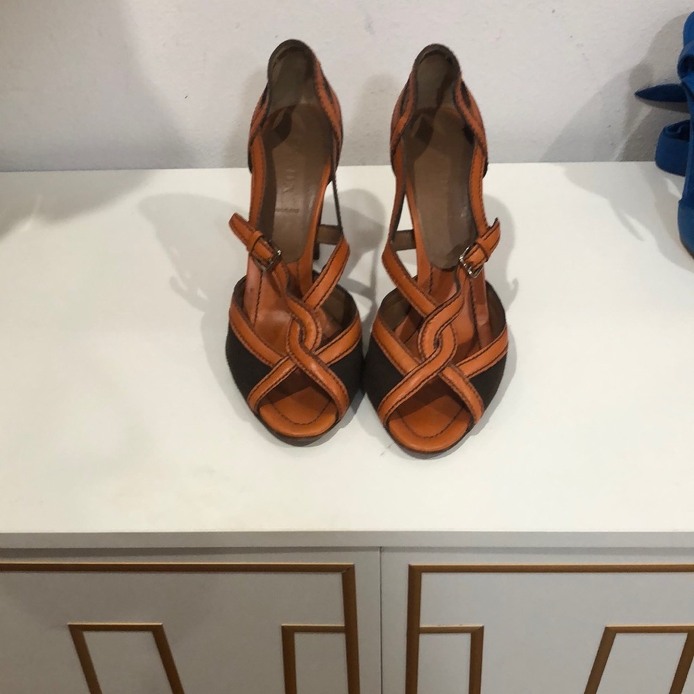 Prada Brown and Orange Elegant Heels
